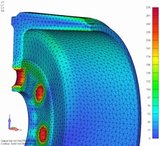 Die Weiterentwicklung von VULKOLLAN®-Schwerlasträdern wird durch FEM-Anlaysen unterstützt.