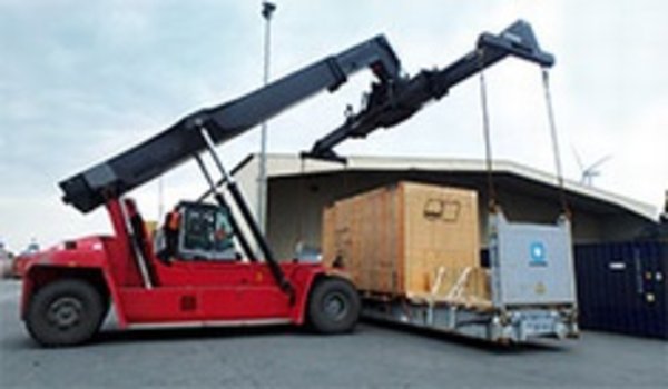 SOLAS konform wiegen mit Kilomatic Reach-Stacker-Wiegesystem 